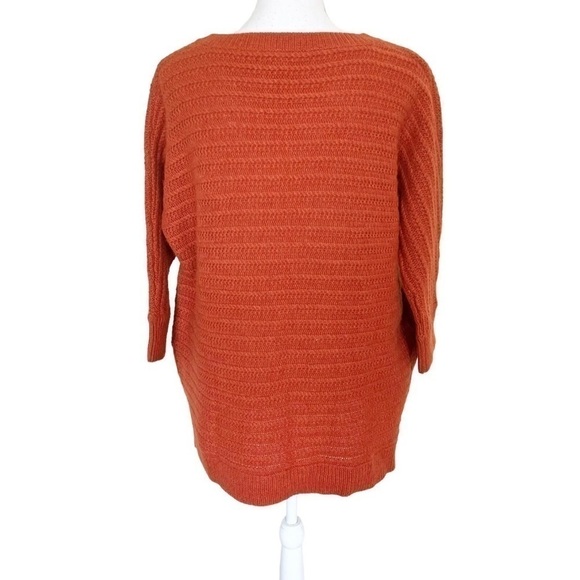 Red Garnet Hill Lambswool Angora Blend Side Zip Sweater Terracotta Orange Small - Picture 4 of 10